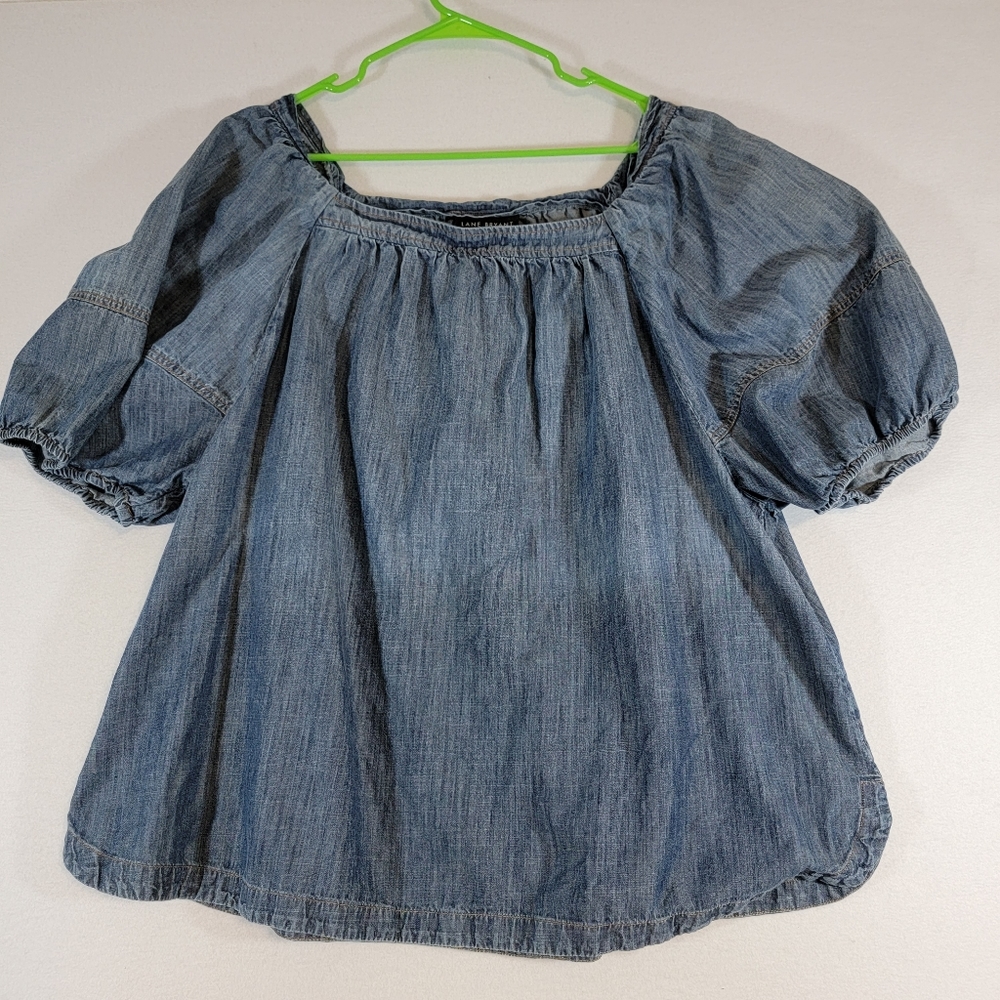 Lane Bryant Chambray/lightweight Denim short sleeve top Size 22